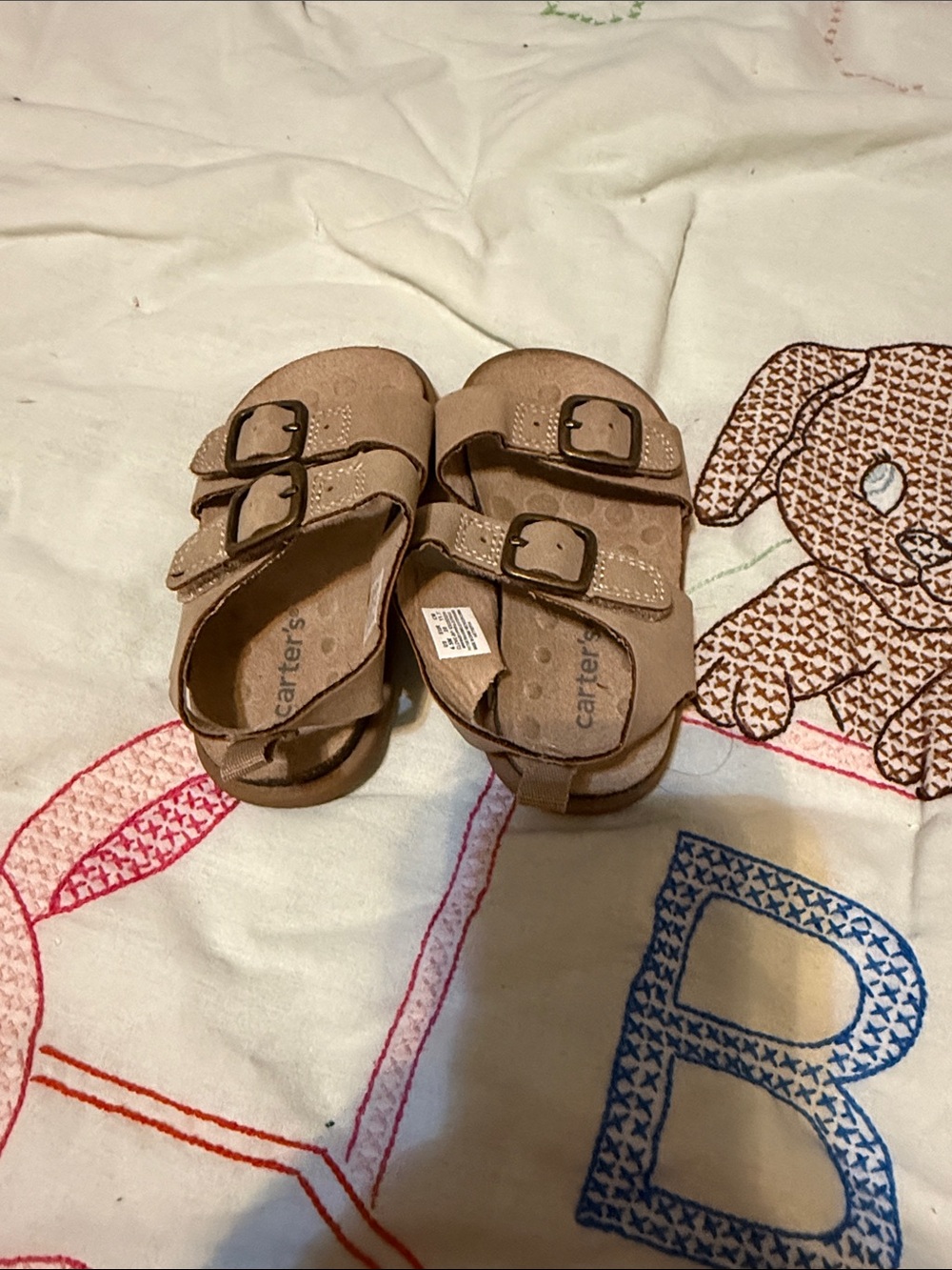 Carter's Toddler Light Brown Double-Buckle Sandals